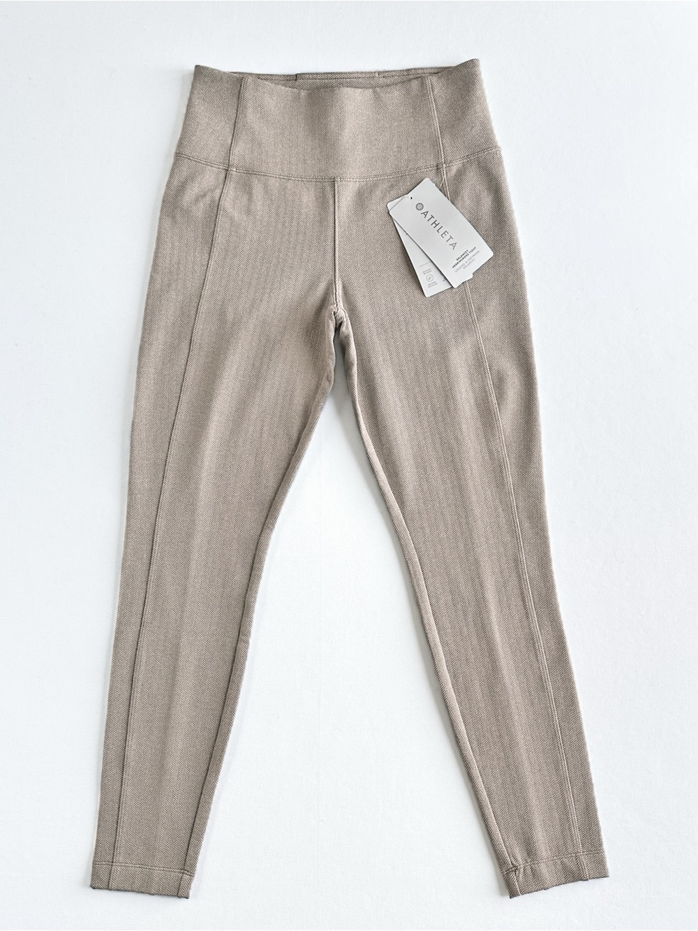 New Athleta Delancey Herringbone High Waisted Tights Leggings Back Zip Pockets